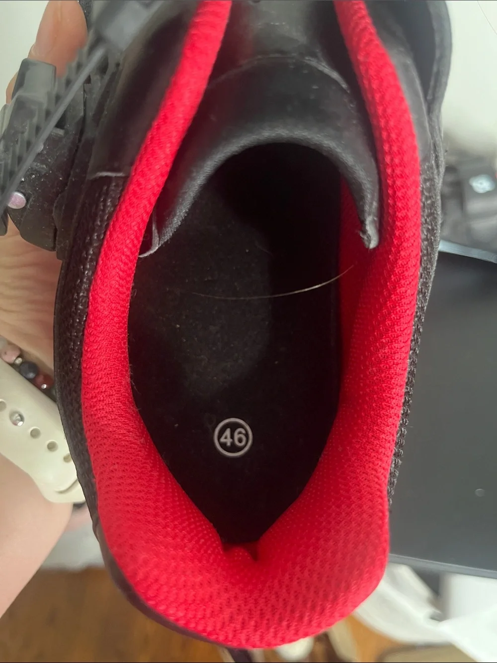 Peloton Black and Red Men's Athletic Cycling Shoes with Dial Closure